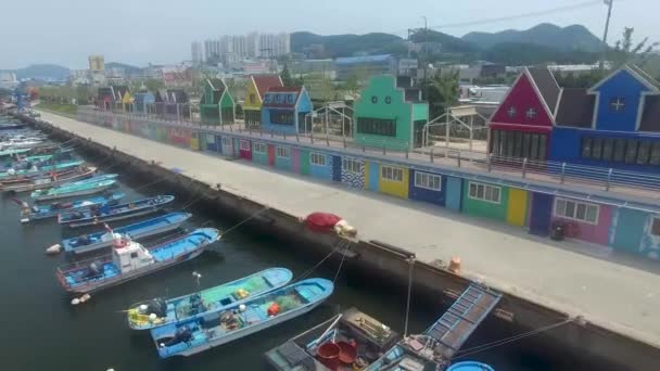 Вид Повітря Bunezia Джанглім Порт Джанмерехто Сахау Пусан Південна Корея — стокове відео