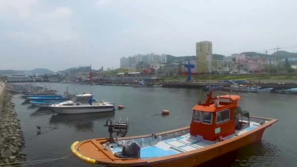 Вид Воздуха Бунезию Джанглим Порт Джанглимпогу Сахагу Пусан Южная Корея — стоковое видео