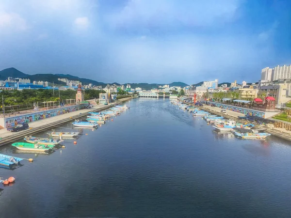 Veduta aerea di Bunezia janglim Port Janglimpogu, Sahagu, Busan, Corea del Sud, Asia — Foto Stock