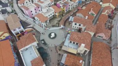 Damayng Köyü ve Metastaz Ormanı Havadan Görünümü, Damyang, Jeonnam, Güney Kore, Asya.