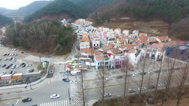 Vista Aérea Damayng Village Bosque Metasequoia Damyang Jeonnam Corea Del — Vídeo de stock