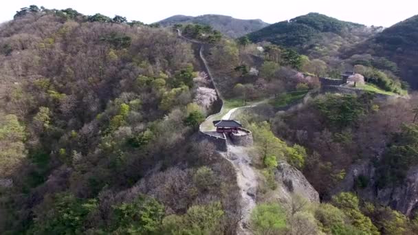 Vista Aérea Fortaleza Montaña Geumseong Damyang Jeonnam Corea Del Sur — Vídeo de stock