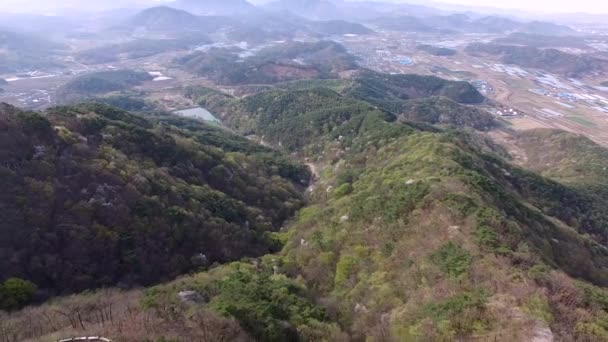 Vista Aérea Fortaleza Montaña Geumseong Damyang Jeonnam Corea Del Sur — Vídeo de stock