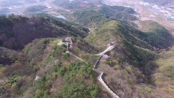 Vista Aérea Fortaleza Montaña Geumseong Damyang Jeonnam Corea Del Sur — Vídeo de stock