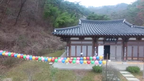 Aerival Uitzicht Boeddhistische Tempel Yeondongsa Damyang Jeonnam Zuid Korea Azië — Stockvideo