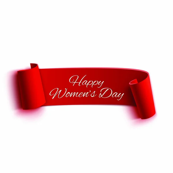 Gelukkig Womens Day banner, rood lint. — Stockvector