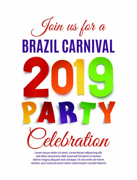 Brasilianische Karneval 2019 Party-Plakatvorlage auf weißem Hintergrund. — Stockvektor