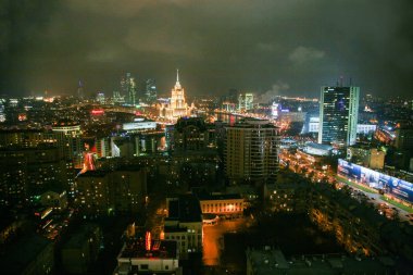 Moskova Rusya gece Arbat ilçe Aerila görünüm