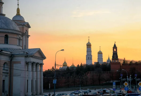 Kreml Moskva Západ Slunce Ulice Varvarka Ruska — Stock fotografie