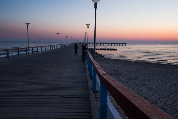 Pier Palanga Pedestrian Zone Sand Beach Resort Baltic Sea Lithuania — Stock Photo, Image