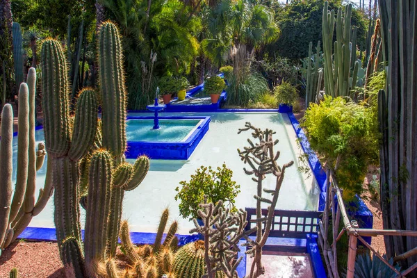 Majorelle bahçesinde çeşme. Marakeş. Fas. YVE Saint Laurent restore Majorelle Bahçe 1980 ' lerde