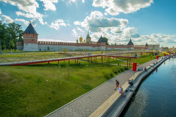 Удивительный Парк Между Кремлинем Туле Рекой Упа Тропы Небольших Мостах — стоковое фото