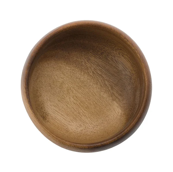 Wooden Bowl Top View Isolated White — Stock Photo, Image