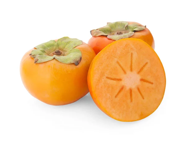 Persimmons Geïsoleerd Witte Achtergrond — Stockfoto