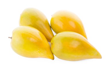 Beyaz arka planda yumurta meyvesi, Canistel, Sarı Sapote (Pouteria campechiana (Kunth) Baehni)