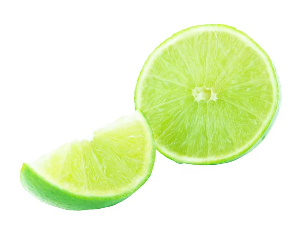 Čerstvé Zelené Limetky Bílém Pozadí — Stock fotografie