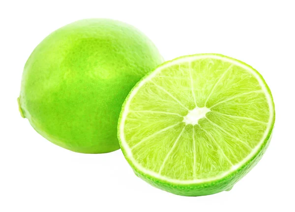 Lime Skivor Isolerad Vit Bakgrund — Stockfoto