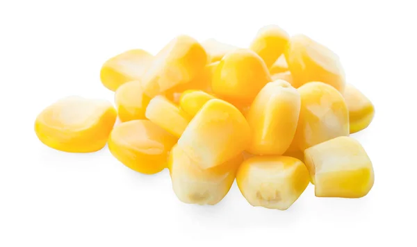 白色背景的罐装玉米 — 图库照片