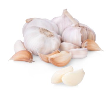 sarımsak, izole beyaz arka plan, kırpma yolu, tam alan derinliği