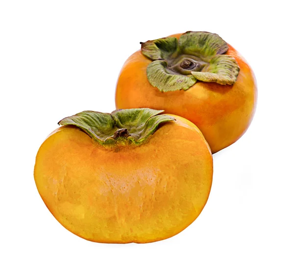 Fresh Ripe Persimmons Isolated White Background — Stock Photo, Image