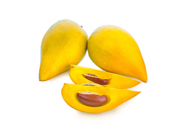 Egg fruit, Canistel, Yellow Sapote (Pouteria campechiana (Kunth) Baehni) on white background