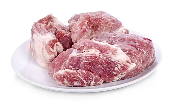 Frische Schweinefleischscheiben Isoliert Auf Weißem Hintergrund — Stockfoto