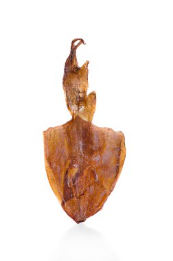 Kurutulmuş mürekkep balığı beyaz arkaplanda izole edildi