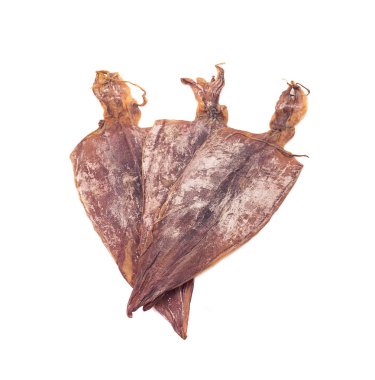 Kurutulmuş mürekkep balığı beyaz arkaplanda izole edildi