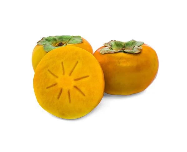 Fresh Ripe Persimmons Isolated White Background — Stock Photo, Image