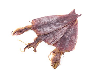 Kurutulmuş mürekkep balığı beyaz arkaplanda izole edildi