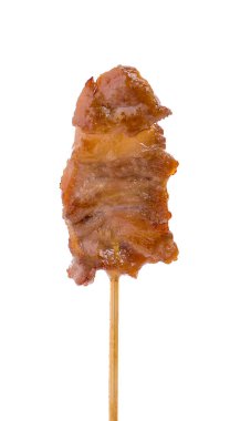 Beyaz bir arka plan üzerinde izole beyaz Tayland Gıda yapışkan domuz etinin