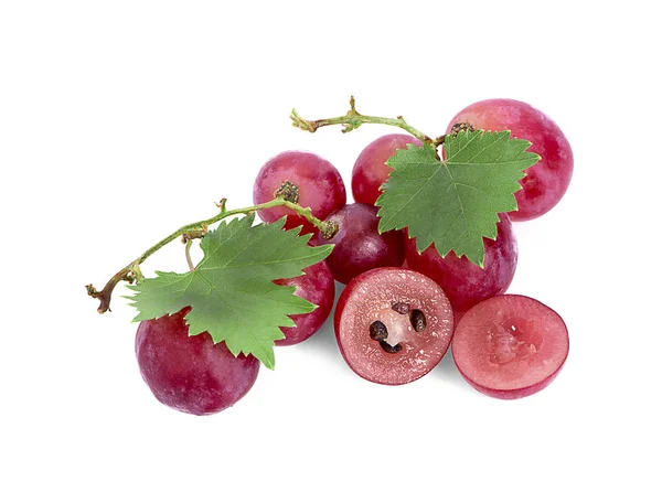 Rode Druiven Geïsoleerd Witte Achtergrond — Stockfoto