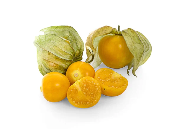 Cape Gooseberry Isolado Fundo Branco — Fotografia de Stock