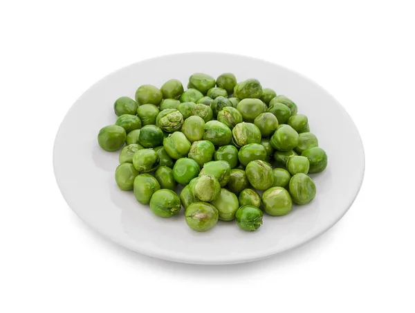 Guisantes Verdes Salados Fritos Sobre Fondo Blanco —  Fotos de Stock