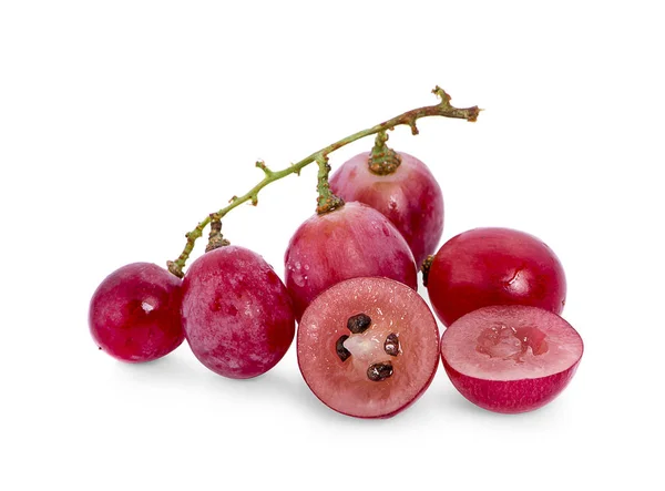 Czerwone Winogrona Białym Tle Białe Tło Plasterkach — Zdjęcie stockowe