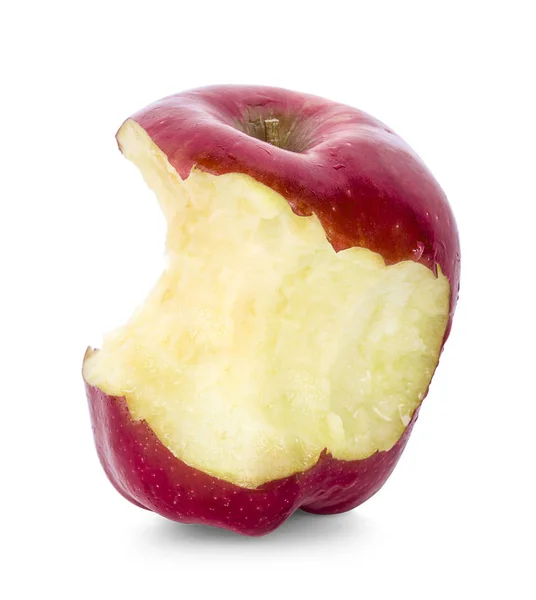 Pomme Rouge Mordue Isolée Sur Fond Blanc — Photo