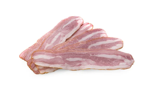 Bacon Porc Tranché Isolé Sur Fond Blanc — Photo