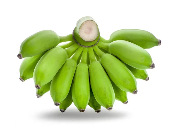 Groene Bananen Geïsoleerd Witte Achtergrond — Stockfoto