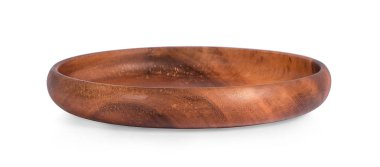 Tahta tepsi beyaz arkaplanda izole edildi