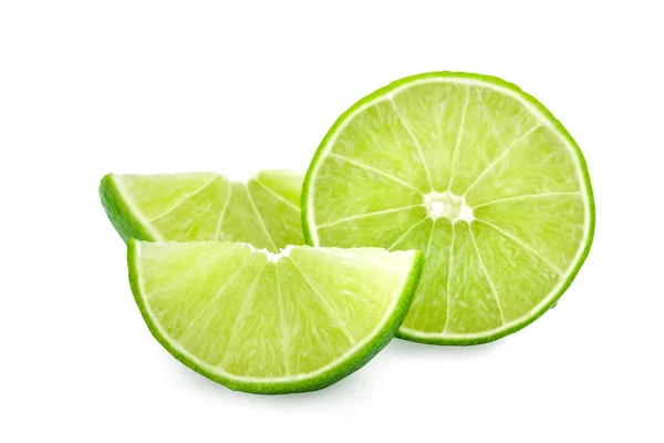 Succosa Fetta Lime Isolata Sfondo Bianco — Foto Stock