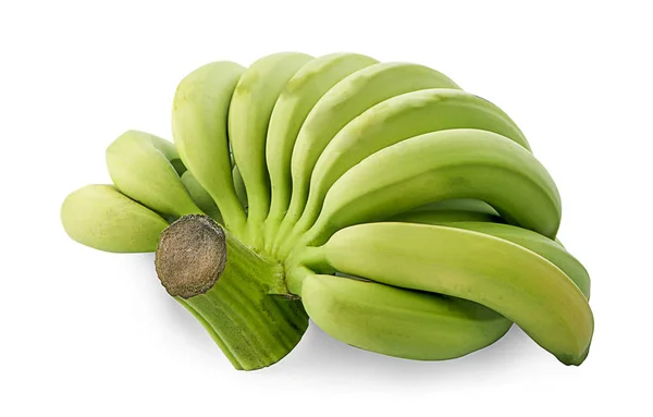 一堆绿色香蕉在白色的背景 — 图库照片