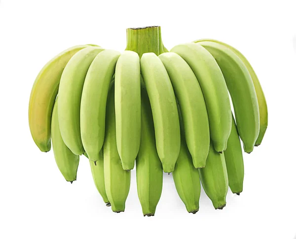 一堆绿色香蕉在白色的背景 — 图库照片