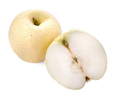 Armutlar - Beyaz arkaplanda Asya armutları izole edildi. 