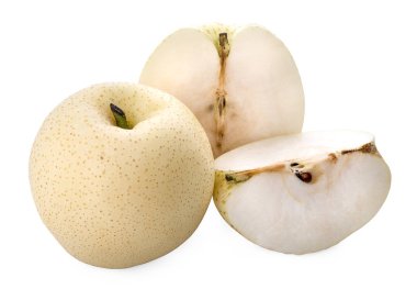 Armutlar - Beyaz arkaplanda Asya armutları izole edildi