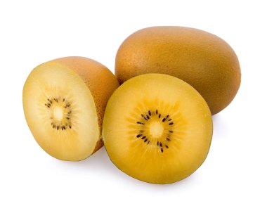 Kivi altın beyaz arka plan üzerinde izole 