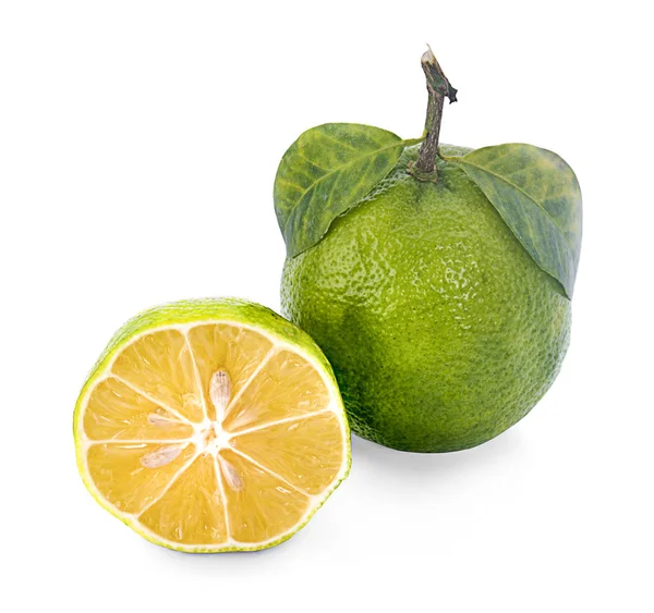 Lime Citrusfrukter Lime Cut Isolerade Vit Bakgrund — Stockfoto