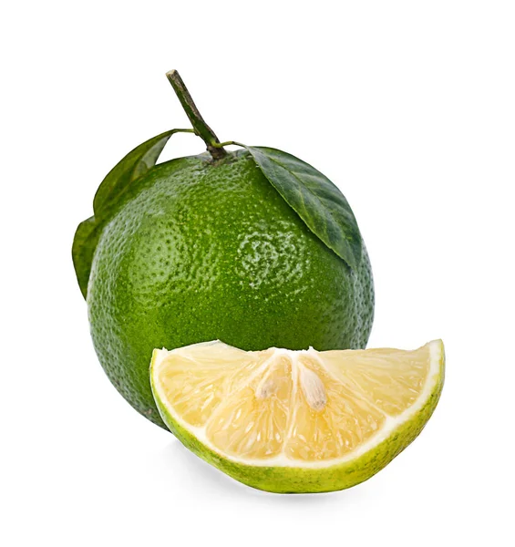 Lime Citrusfrukter Lime Cut Isolerade Vit Bakgrund — Stockfoto