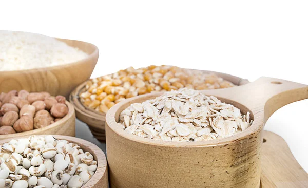 Granos Cereales Semillas Frijoles Sobre Fondo Madera —  Fotos de Stock