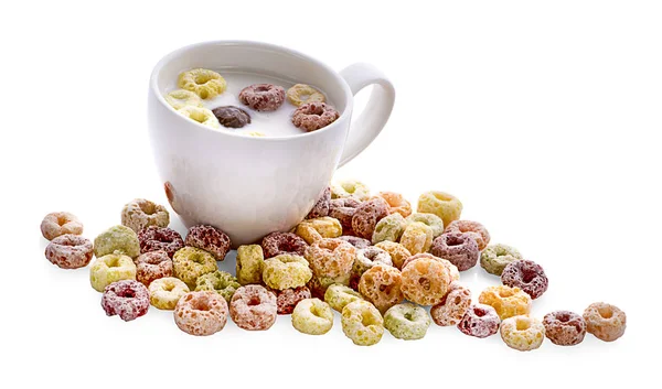 the colorful cereal rings in bowl