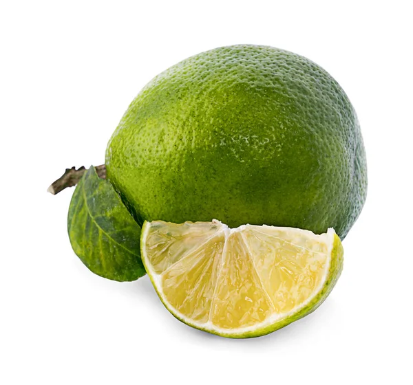 Citrusové Plody Vápnem Vápno Řez Izolované Bílém Pozadí — Stock fotografie